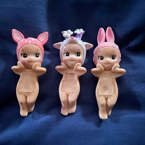 Adorable Pink Spring Time Animal Ear Figurines